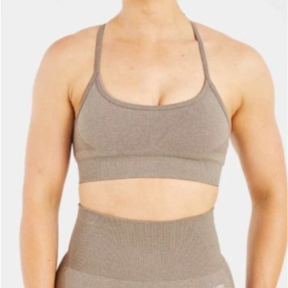 NWT AYBL Empower Seamless Sports Bra Sz XS Taupe Marl